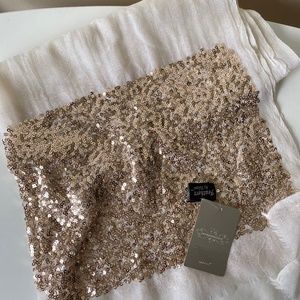NWT Anthropologie White Wool Silk Scarf Gold Sequins by Feathers